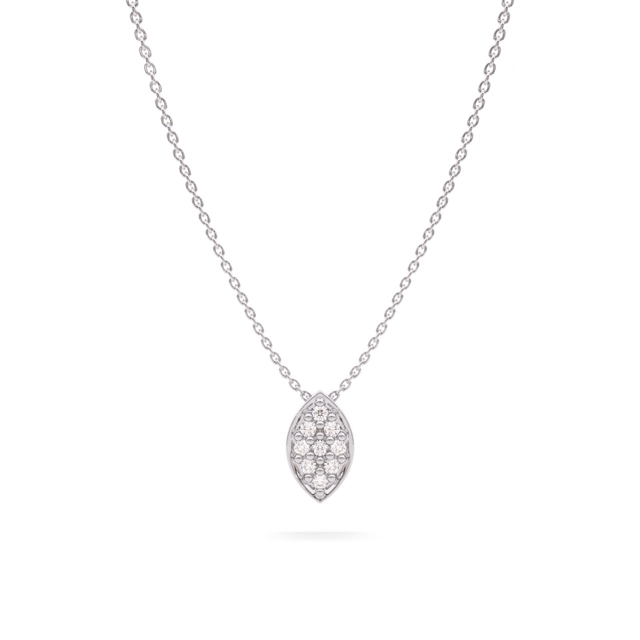 Elegant white gold 18k pendant necklace with a diamond eye micro pave-set pendant, radiating timeless elegance and shimmering brilliance.