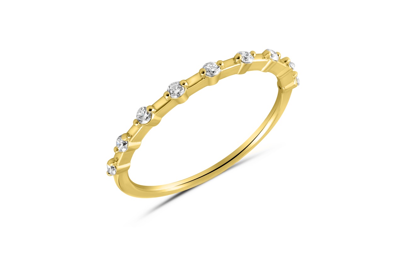 yellow-gold-18k-half-eternity-stacking-ring-diamonds.jpg" Alt Image Description: "Stunning half eternity stacking ring in yellow gold 18k, embellished with brilliant diamonds for a timeless and luxurious touch to your stackable ring combinations